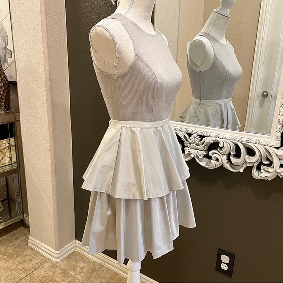 NWT Armani Exchange ICY Sequins Satin Peplum Tiered DRESS 0P - Picture 5 of 13